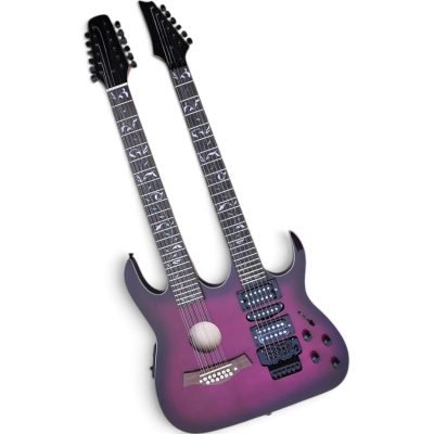 Custom Axis Steve Double Neck Purple Burst Jem 6 and 12 String Acoustic Guitar Tree Of Life Inlay - Image 2