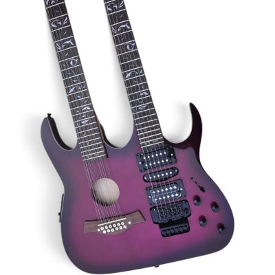 Custom Axis Steve Double Neck Purple Burst Jem 6 and 12 String Acoustic Guitar Tree Of Life Inlay - Image 3