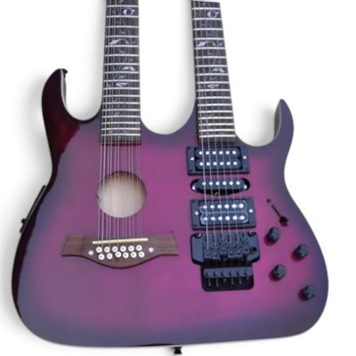 Custom Axis Steve Double Neck Purple Burst Jem 6 and 12 String Acoustic Guitar Tree Of Life Inlay