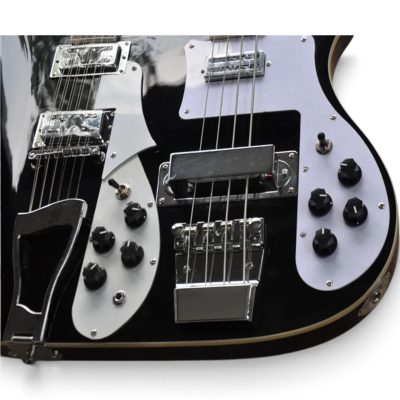 Custom Nova 4080 Jetglo Geddy Lee Double Neck Black 4 String Bass 12 String Guitar - Image 4