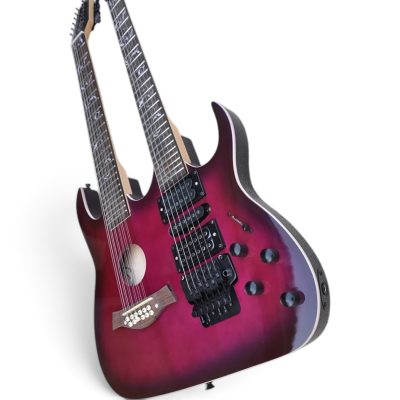Custom Axis Steve Double Neck Purple Burst Jem 6 and 12 String Acoustic Guitar Tree Of Life Inlay - Image 7
