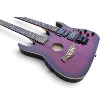 Custom Axis Steve Double Neck Purple Burst Jem 6 and 12 String Acoustic Guitar Tree Of Life Inlay - Image 9