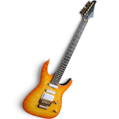 Custom Obsidian Mark Knopfler MK Amber Quilted Maple Top Electric Guitar Floyd Rose Tremolo - Image 3