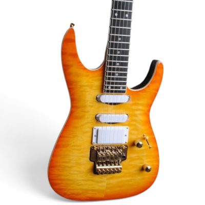 Custom Obsidian Mark Knopfler MK Amber Quilted Maple Top Electric Guitar Floyd Rose Tremolo