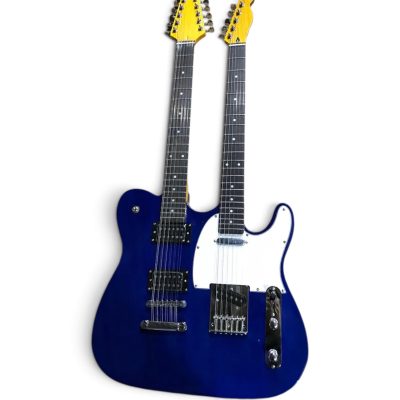 Custom Regent Transparent Blue Finish Richie Sambora Double Neck Guitar 12 String 6 String - Image 6