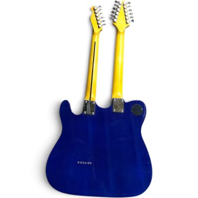 Custom Regent Transparent Blue Finish Richie Sambora Double Neck Guitar 12 String 6 String - Image 3