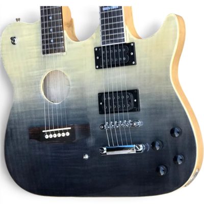 Custom Axis Steve Double Neck Gray Burst Jem 6 and 12 String Acoustic Electric Guitar