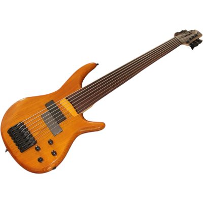Custom Tornado Natural Finish 7 String Fretless Bass Two Big Humbucker Style Soapbar Pickups - Image 3
