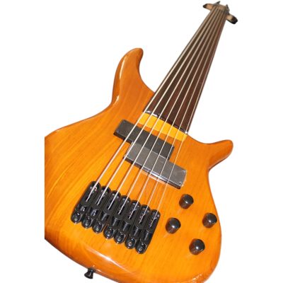 Custom Tornado Natural Finish 7 String Fretless Bass Two Big Humbucker Style Soapbar Pickups - Image 7