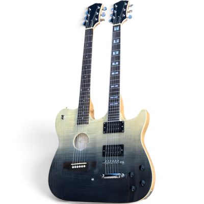 Custom Axis Steve Double Neck Gray Burst Jem 6 and 12 String Acoustic Electric Guitar - Image 2