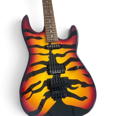 Custom Obsidian George Lynch Sunburst Tiger Graphics 6 String Electric Guitar Floyd Rose Tremolo