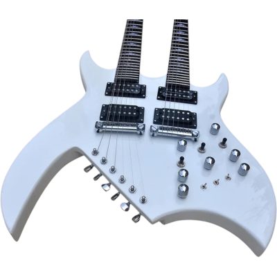 Custom Norturne Lita White Finish 18 String Guitar Double Neck