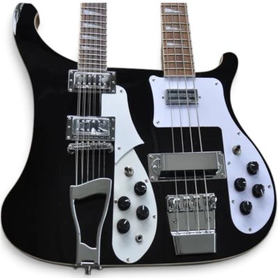 Custom Nova 4080 Jetglo Geddy Lee Double Neck Black 4 String Bass 12 String Guitar