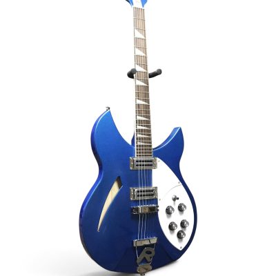 Custom Nova Metallic Blue 330 2 Pickups 6 String Electric Guitar - Image 4