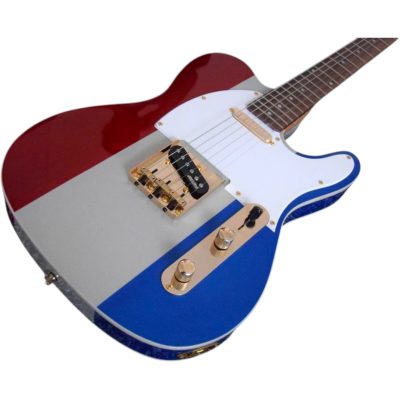 Custom Regent Buck Owens Red Blue Silver Sparkle Finish Guitar Gold Hardware - Image 6