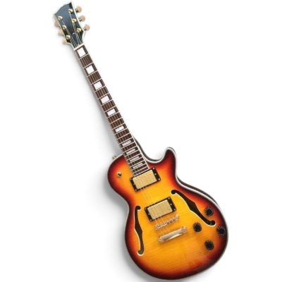 Custom Crown ES335 Heritage Cherry Sunburst Tri Burst Fhole Florentine Cutaway Guitar - Image 2