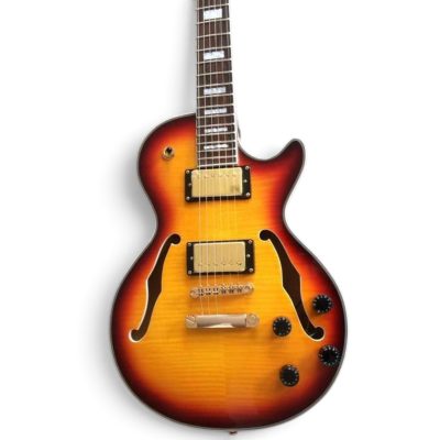 Custom Crown ES335 Heritage Cherry Sunburst Tri Burst Fhole Florentine Cutaway Guitar
