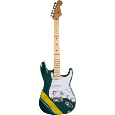Custom Regent Tom DeLonge Sherwood Green Metallic Yellow Stripes Electric Guitar - Image 2