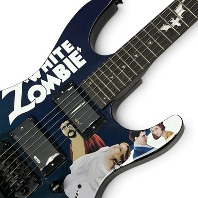 Custom Obsidian Hand Painted Black White Zombie Graphic Kirk Hammett Electric Guitar - Image 6