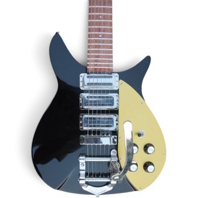 Custom Nova Jetglo Black 325C64 21 Inch Scale Length John Lennon Guitar Bigsby Tremolo - Image 4