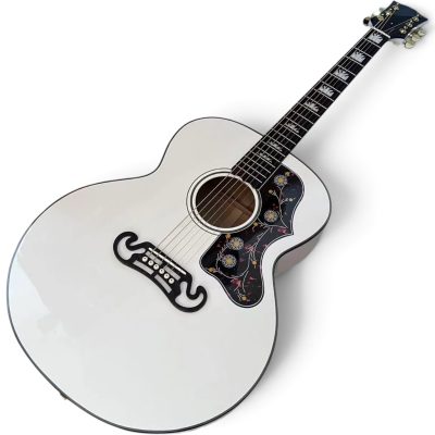 Custom Crown SJ200 White Acoustic Electric Guitar Fishman EQ