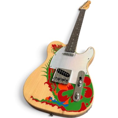 Custom Regent Jimmy Page Natural Ash Hand Painted Psychedelic Dragon Graphic Guitar - Image 6