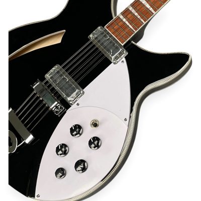 Custom Nova Checkerboard Bindings Jetglo Black 360 George Harrison Finish 12 String Guitar - Image 7