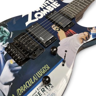 Custom Obsidian Hand Painted Black White Zombie Graphic Kirk Hammett Electric Guitar - Image 12
