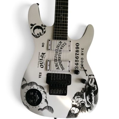 Custom Obsidian Kirk Ouija Board White Good Bye Guitar Natural Maple Finish Neck Floyd Rose Tremolo