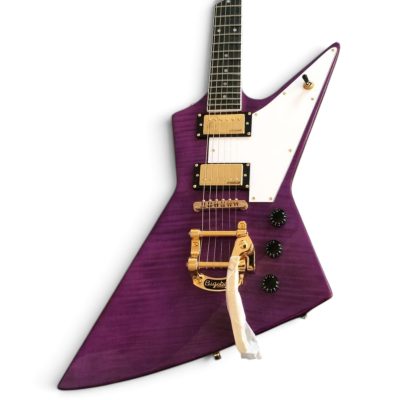 Custom Crown Transparent Purple Violet Modernistic Explorer Tiger Maple Top Guitar Bigsby Tremolo