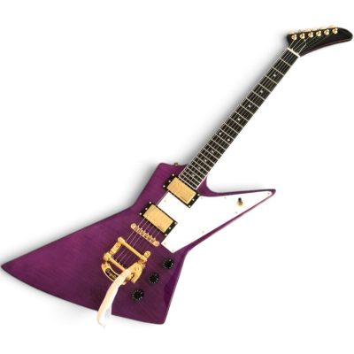 Custom Crown Transparent Purple Violet Modernistic Explorer Tiger Maple Top Guitar Bigsby Tremolo - Image 5