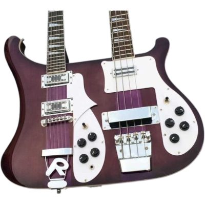 Custom Nova 4080 Violet Purpleglo Geddy Lee Double Neck 4 String Bass 12 String Guitar