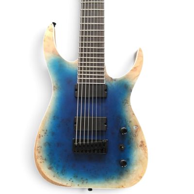 Custom Topaz Black Machine Birdseye Blue Burst Finish 8 String Electric Guitar Rosewood Fretboard