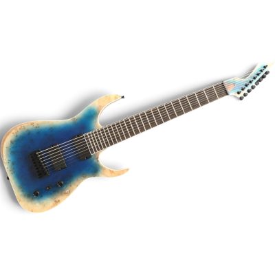 Custom Topaz Black Machine Birdseye Blue Burst Finish 8 String Electric Guitar Rosewood Fretboard - Image 2