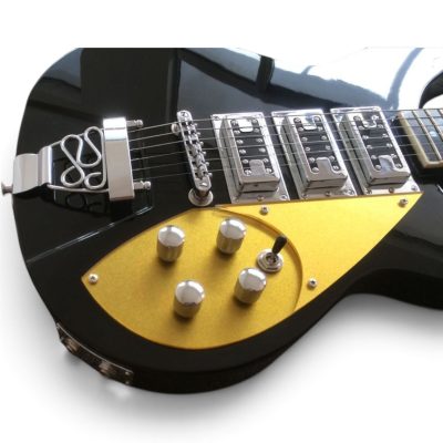 Custom Nova Black Jetglo 325 Lennon 6 String Electric Guitar Gold Pickguard - Image 5