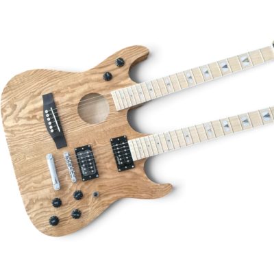 Custom Axis Steve Double Neck Ash Wood Finish Jem 6 String Acoustic And 6 String Electric Guitar - Image 4