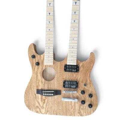 Custom Axis Steve Double Neck Ash Wood Finish Jem 6 String Acoustic And 6 String Electric Guitar