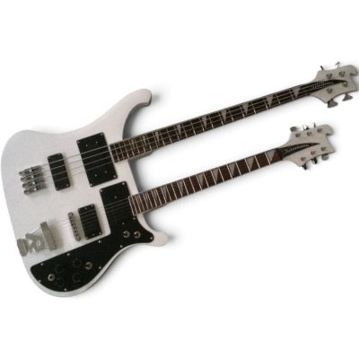 Custom Nova 4080 Geddy Lee Double Neck White 4 String Bass 6 String Guitar - Image 3