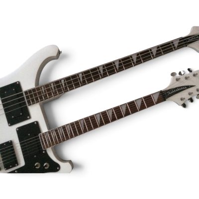 Custom Nova 4080 Geddy Lee Double Neck White 4 String Bass 6 String Guitar - Image 2