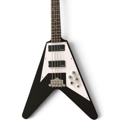 Custom Crown Korina Flying V Jet Black Finish 4 String Bass