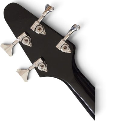 Custom Crown Korina Flying V Jet Black Finish 4 String Bass - Image 4