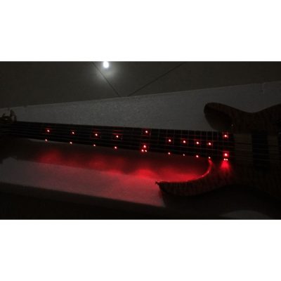 Custom Denver Smith Elite Figured Wood Quilted Maple 6 String Bass Ebony Fretboard Red LED - Image 4
