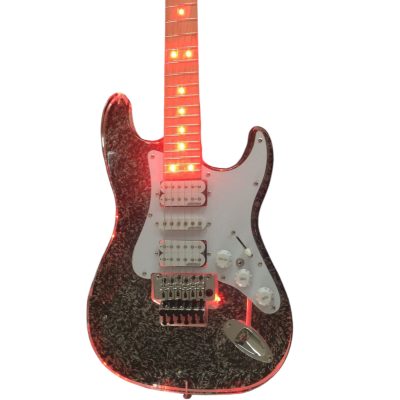 Custom Regent Plexiglass Acrylic Lucite Integrated Red LED Illumination Guitar