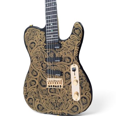 Custom Regent Gold James Burton Paisley Flower Pattern Electric Guitar 3 Pickups
