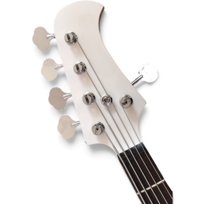 Custom Aether Sting White 5 String Bass White Pearloid Pickguard 9V Battery - Image 4