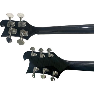 Custom Nova 4080 Geddy Lee Double Neck Black 4 String Bass 6 String Guitar Bolt On - Image 2