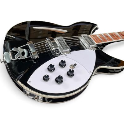 Custom Nova Checkerboard Bindings Jetglo Black 360 George Harrison Finish 12 String Guitar - Image 13