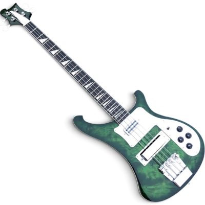 Custom Nova 4003 Transparent Green Burl Top 4 String Bass - Image 3