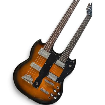 Custom Crown SG Geddy Lee Double Neck 6 String Guitar 4 String Bass Tobacco Burst - Image 6
