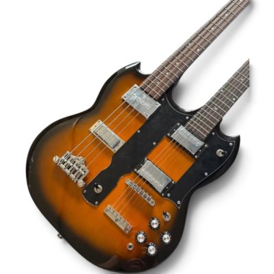 Custom Crown SG Geddy Lee Double Neck 6 String Guitar 4 String Bass Tobacco Burst - Image 5